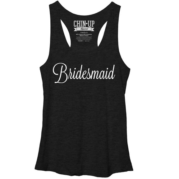 Women's CHIN UP Bridesmaid Racerback Tank Top Black Heather Medium