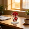 thumbnail image 6 of DefiDgd Bohemian Style Red and Gold Diamond Rose Table Standing Ornament,2D Acrylic Sign with Base for Home Office Tabletop Centerpiece Decor,Ideal Gift for Friends Lovers Family(B), 6 of 7