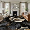 thumbnail image 2 of 5x8Ft Area Rugs Black Gold Flower Non-Skid Rubber Backing Large Rectangle Rugs - Living Room Bedroom Home Office, Gradient Luxurious Floral Botanical Indoor Floor Mat Carpets Washable Rug, 2 of 9