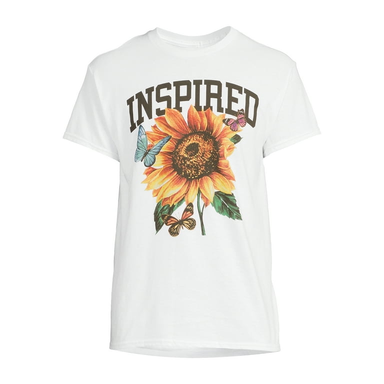 Humor Short Sleeve Crew Neck Inspired Sunflower Graphic T