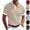 07# Khaki, variant on Ribbed Polo Shirts for Men Summer Casual Button Up Short Sleeve Shirts Textured Collared Cuban Shirt Knit Henley Tops Black M