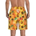 thumbnail image 3 of KLL Pumpkins And Sunflowers Men's Casual Summer Beach Shorts Hawaiian Shorts with Pockets-Small, 3 of 5