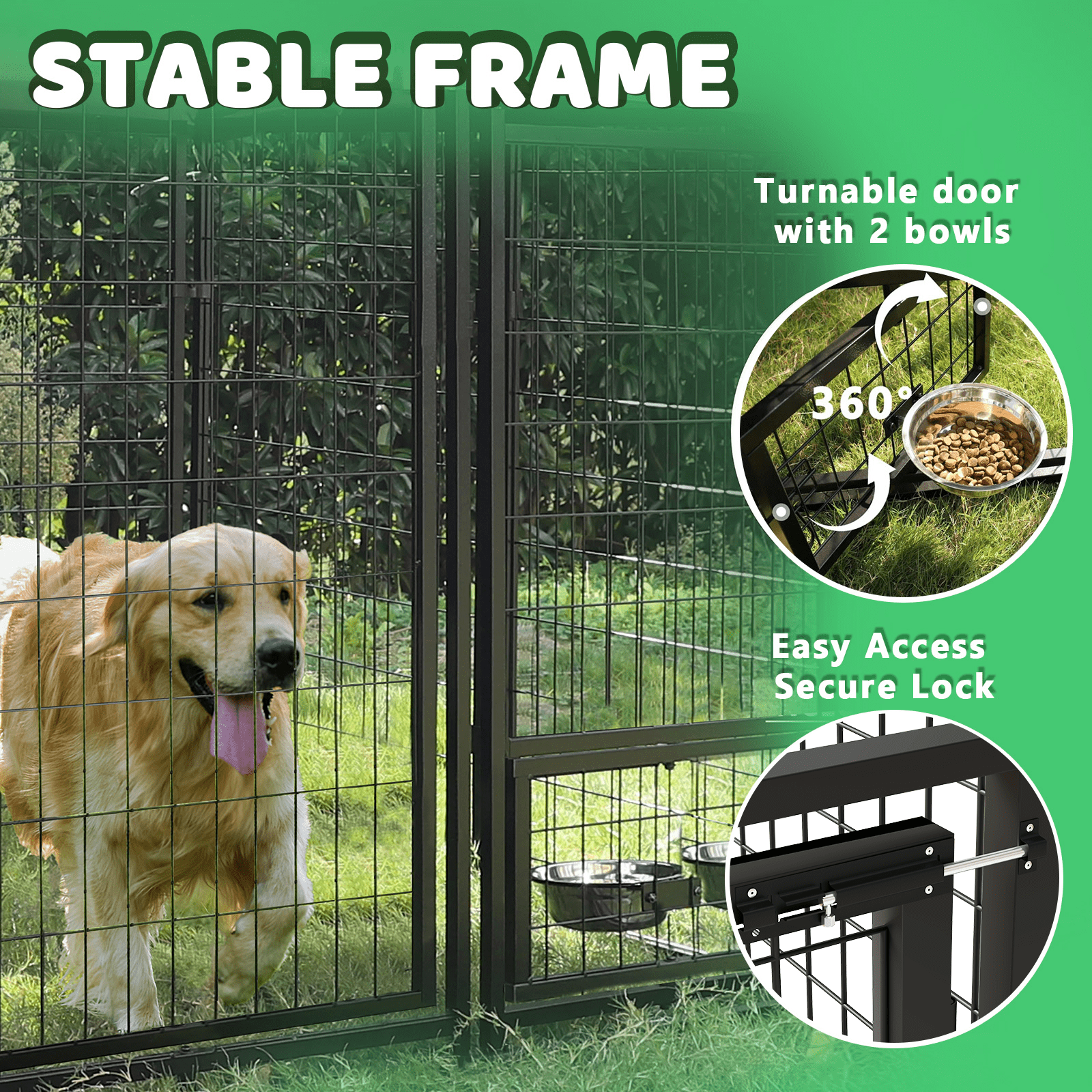 BOSSIN 8x4x6 FT Heavy Duty Large Dog Kennel Playpen Outdoor with Secure Lock