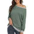 thumbnail image 3 of Long Sleeve Shirts for Women Casual Pullover Tops Sweatshirts for Women(Green XL), 3 of 6