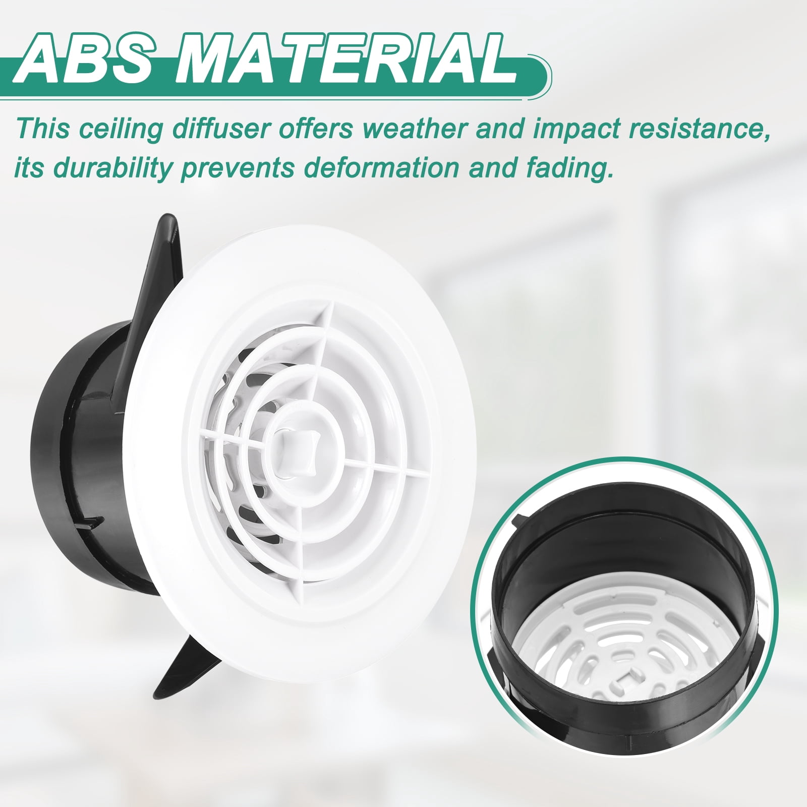 Uxcell 4pcs Soffit Vent 3" ABS Adjustable Round Louvered Vent Cover Grille Cover Ceiling Diffuser for Home Bathroom Office Kitchen Ventilation System