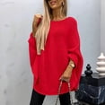 thumbnail image 4 of Suéter Elegante de Punto Tipo Capa para Mujer, Cuello Redondo, Larga, Holgado, Suéter de Punto Tipo Chal A . Rojo S, 4 of 7