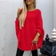 thumbnail image 4 of Suéter Elegante de Punto Tipo Capa para Mujer, Cuello Redondo, Larga, Holgado, Suéter de Punto Tipo Chal A . Rojo M, 4 of 7