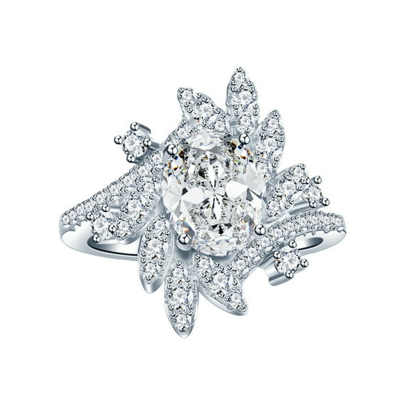 2 Carat Moissanite Rings for Women D Color VVS1 925 Sterling Silver Oval Cut Moissanite Promise Rings Lab Created Diamond Ring Simulated Diamond Engagement Rings