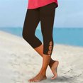 thumbnail image 4 of QATAINLAV Leggings for Women Milk Silk Soft Legging Cropped Pants Solid Color Slim Fit High Waisted Capri Yoga Pants Casual Hollow Out Tight Capris Prime Sales Today Brown S, 4 of 8