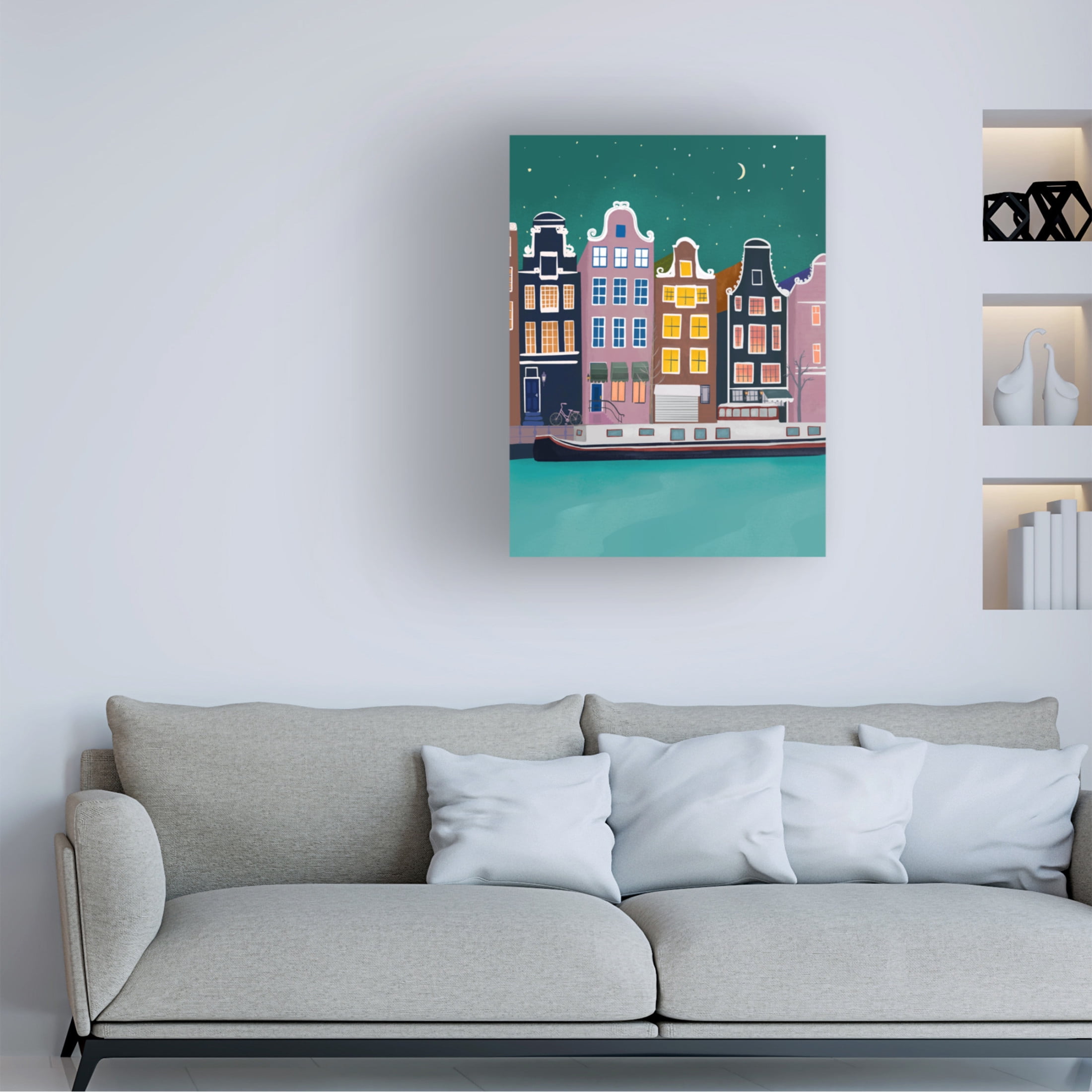 Trademark Fine Art Petra Lizde  Amsterdam by night Canvas Wall Art