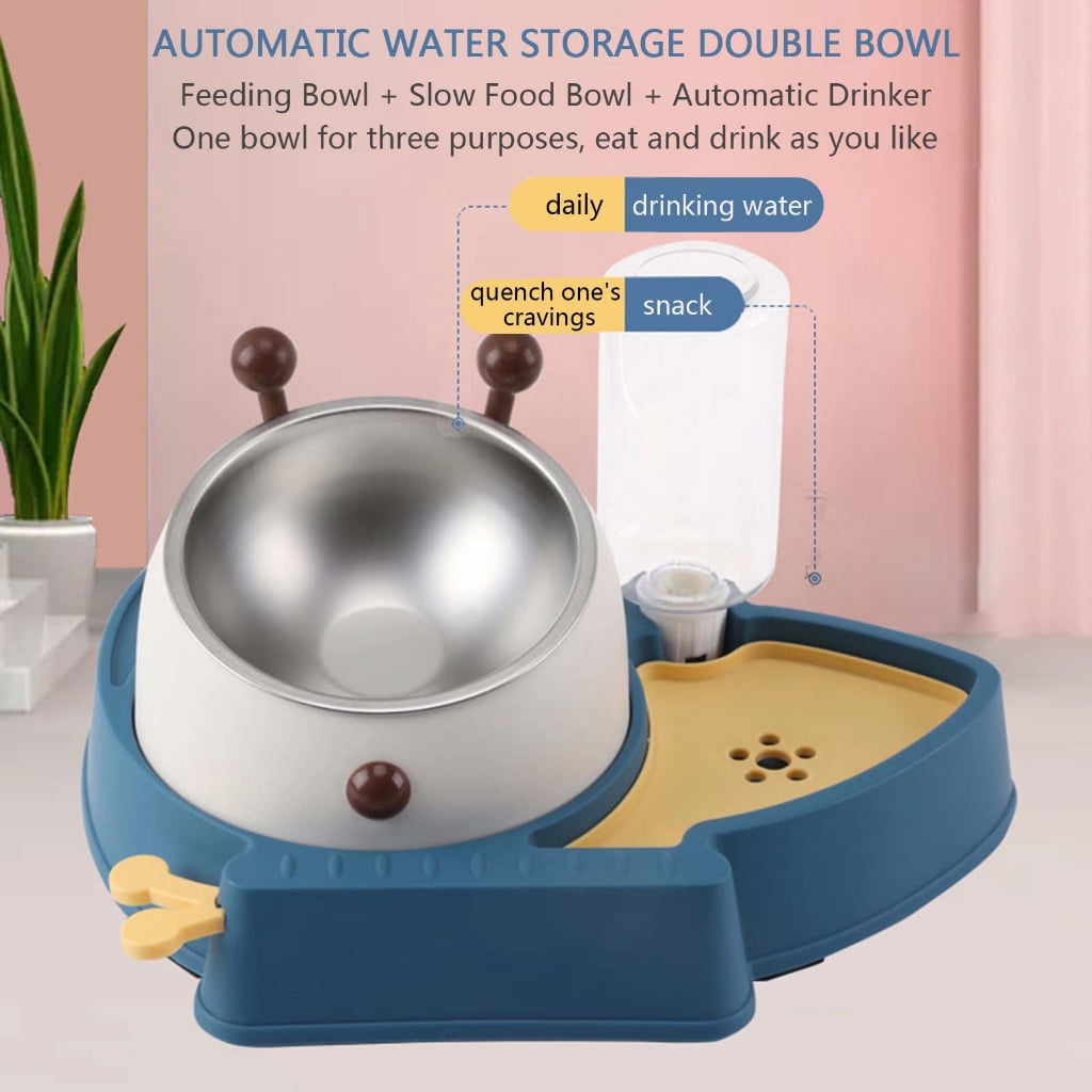 3 in 1 Dog Feeder Set Tilted Posture for Food Bowl Anti-Vomiting Raised Bowls with Water Dispenser Easy to Disassemb