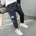 thumbnail image 2 of Gibobby Boys Pants Boys Cargo Pants School Chino Pants 2T 3T 4T 5T 6T 7T Kids Drawstring Elastic Waist Pull On Jogger Pants With Pockets Toddler Boys Winter Pants(7-8 Years,Black), 2 of 5