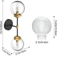 thumbnail image 2 of Gold Wall Sconces 2 Light Industrial Gold Wall Light Fixture Vintage Style Clear Glass Globe Gold Bathroom Light Fixtures, 2 of 5