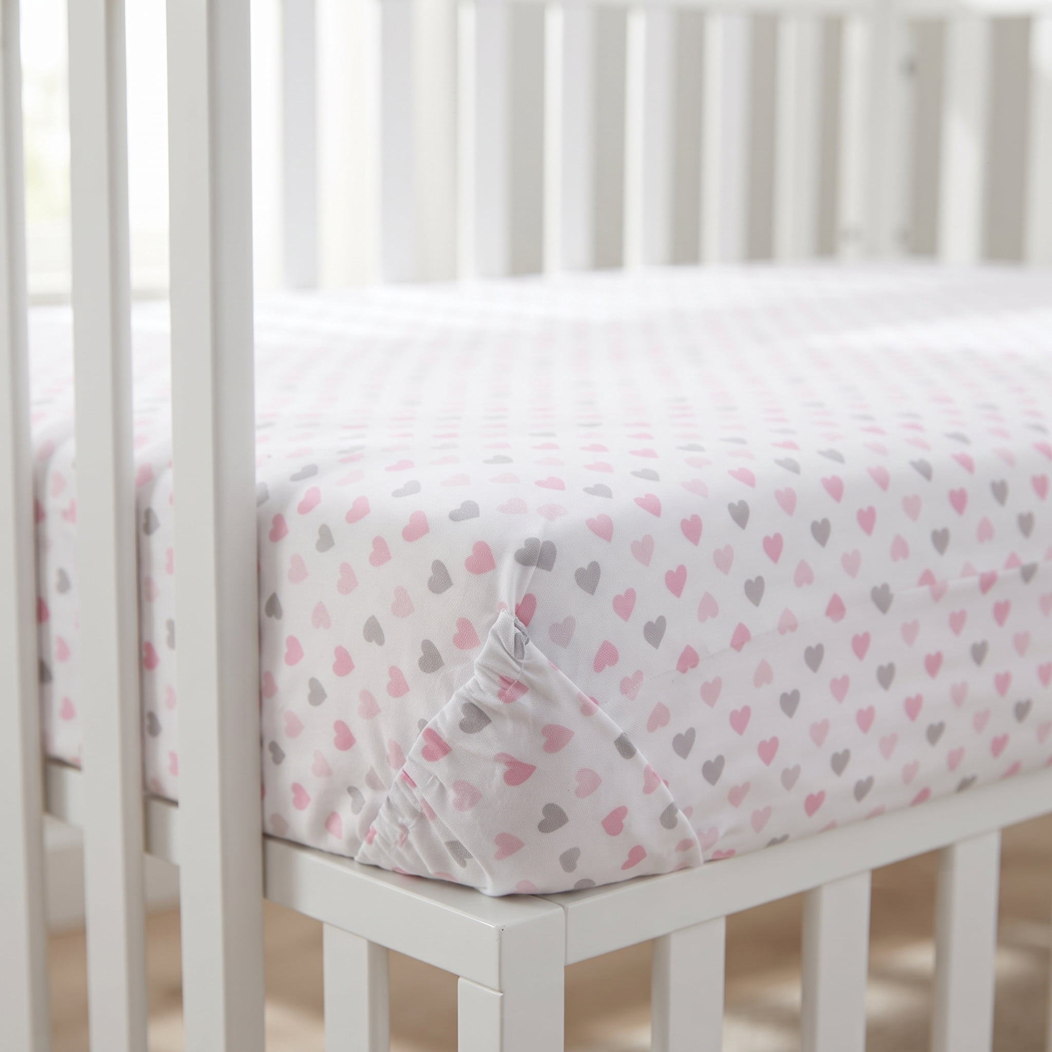 Manhattan Kids You Are So Loved Nursery Bedding Set | 7-Piece Crib Sheet & Nursery Décor Collection | Heart Theme for Baby Girls