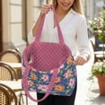 thumbnail image 3 of Pzuqiu Hibiscus Floral Women's Quilted Tote Bag, Reversible Lightweight Pink Puffer Shoulder Hobo Handbag for Work, Travel, Shopping, College, Laptop Carry Everyday Use, 3 of 7