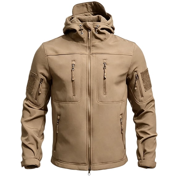 Men's Jackets Tactical Winter Waterproof Softshell Rain Coat Splice Fleece Lined Hooded Windproof Water Resistant Coat for Hunting Hiking