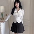 thumbnail image 1 of Japan Korean Jk Uniforms Pure Desire White Women Shirt Blouse Spring Autumn College Slim Fit Spicy Girl Long Sleeved Bottom Top, 1 of 5