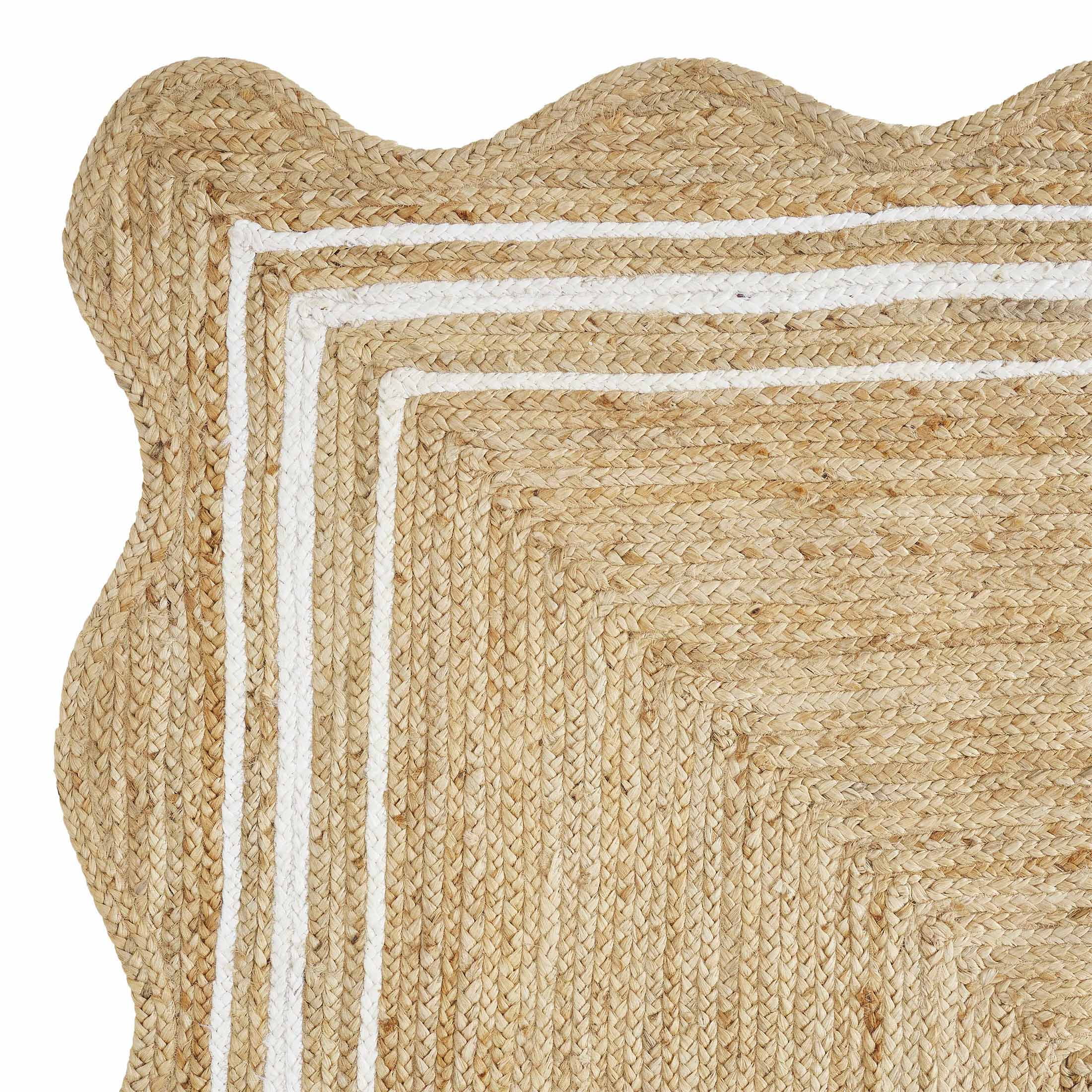 My Texas House Natural/White Scallop Jute with Border Area Rug, 5' x 8'