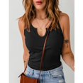 thumbnail image 4 of Camiseta sin mangas elástica con cuello en V, color liso, ajustada, elástica, sin mangas, para mujer, 4 of 5