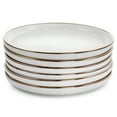 thumbnail image 2 of Elama Arthur 6 Piece Stoneware Dinner Plate Set in Matt White with Gold Rim, 2 of 6