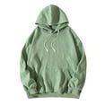 thumbnail image 2 of Kaerm Mens Long Sleeves Drawstring Hooded Sweatshirt Pullover Casual Plain Hoodie Warm Thermal Tops Green XS, 2 of 4