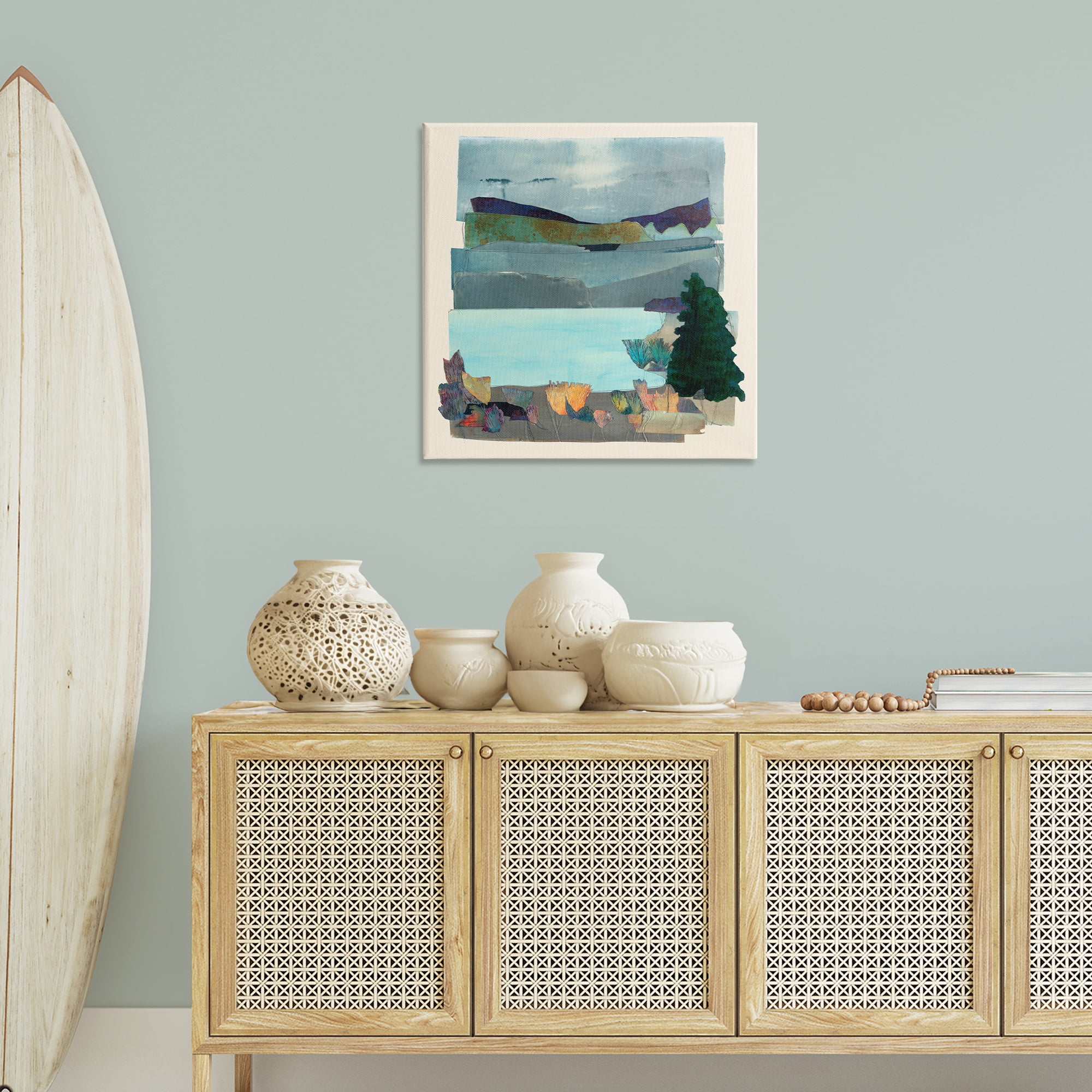 Stupell Industries Abstract Lake View Scene Abstract Painting Wrapped Canvas Art Print Wall Art, 30 x 30