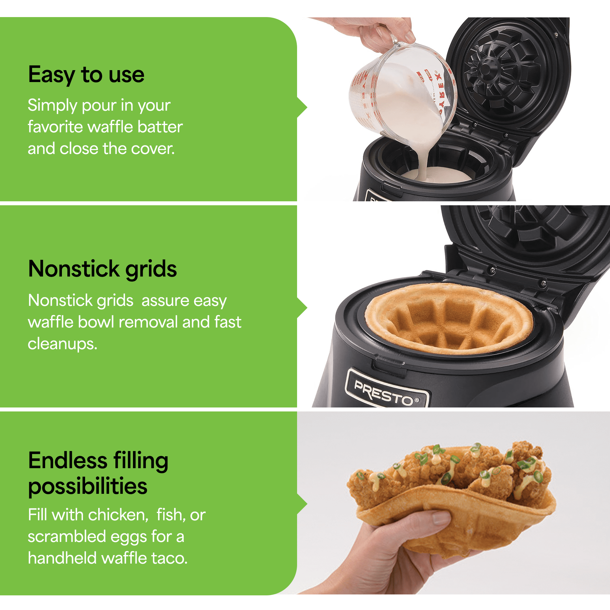 Presto 03500 Belgian Waffle Bowl Maker