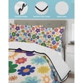 thumbnail image 3 of Full Size Quilt Bedding Set, Retro Bohemia Floral Reversible Summer Quilt 3 Pieces, Blue Purple Flowers Boho Style Beige Lightweight Bedspreads Coverlets with 2 Pillow Shams for All Seasons, 3 of 5