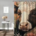 thumbnail image 2 of Autua Cow Flower Pillow Shower Curtain 100% Polyester with Hooks 60"x72, 2 of 7