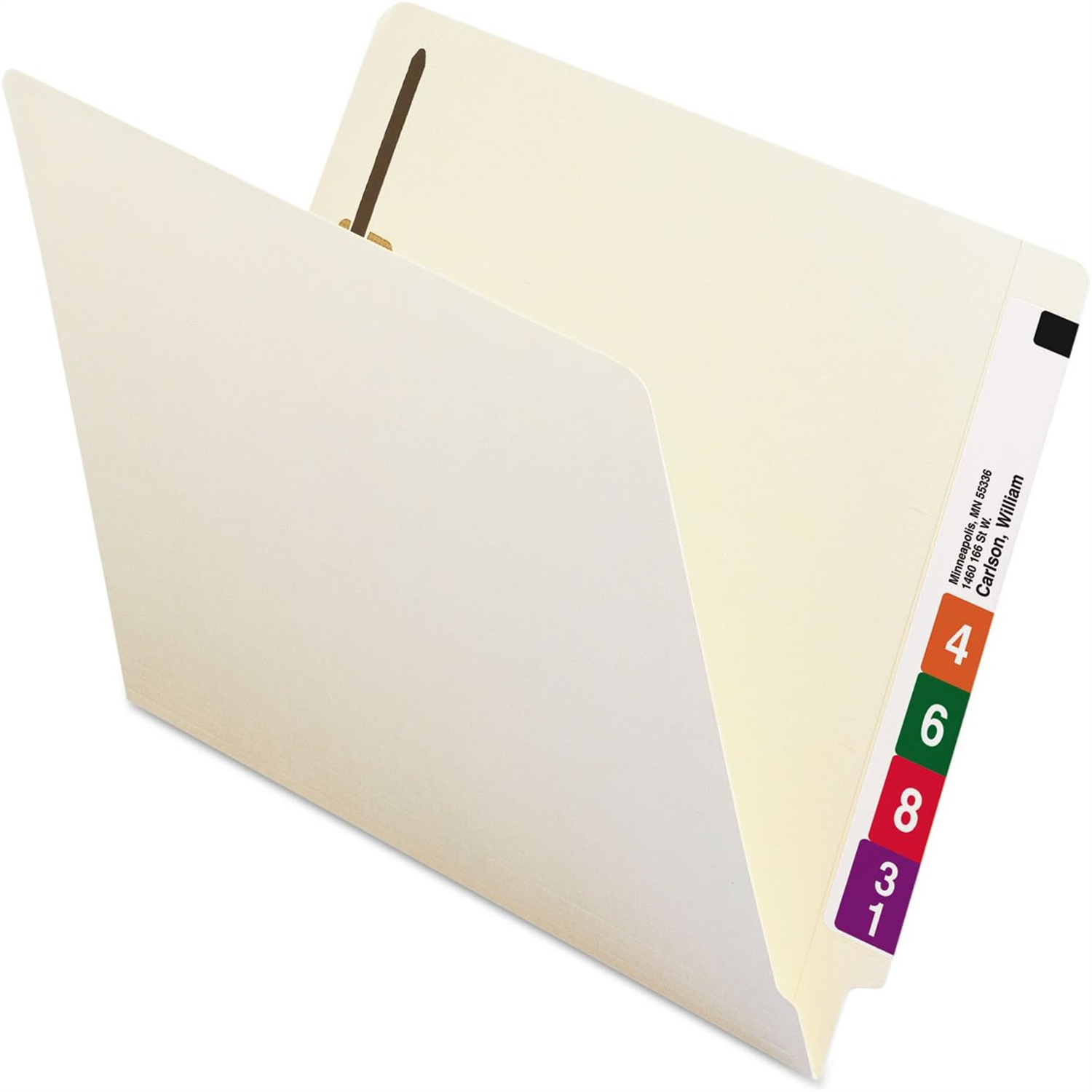 Tab Pocket Folder with Fastener, Straight-Cut Tab, 1 Pocket, Letter Size, Manila, 50 per Box , Pack of 1