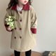 thumbnail image 5 of Abrigo y chaquetas casuales sin capucha de manga larga para niñas, gabardina de tamaño mediano para niños, abrigo de solapa de color sólido de longitud media, abrigo de estilo británico de moda, parte, 5 of 7