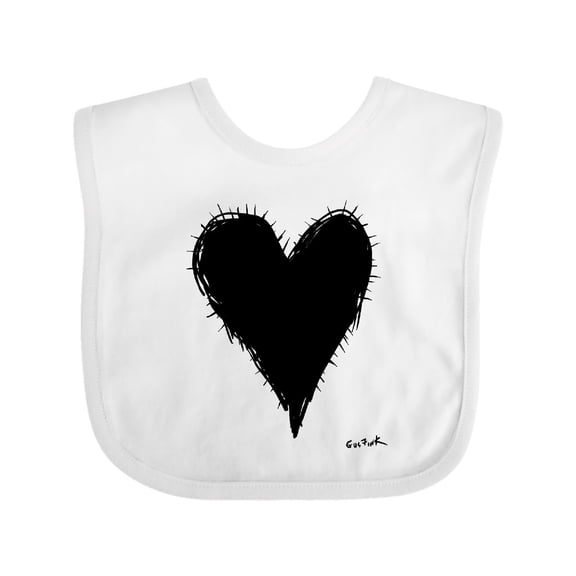 Inktastic Stitched Black Heart Boys or Girls Baby Bib