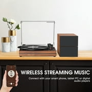 RetroAudio Vinyl Record Player with External Speakers, 3-Speed Turntable for Vinyl Albums with Auto off and Bluetooth Playback, Vintage Red