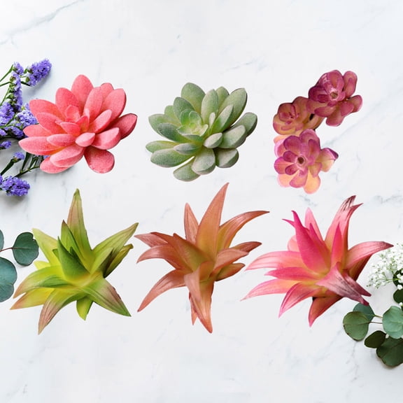 NICEXMAS 6-Pack Artificial Plants, Assorted Colors, Plastic Decorative Home and Office Greenery