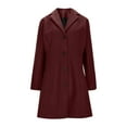 thumbnail image 6 of Women Pea Coats Winter Warm Lapel Collar Single Breasted Trench Coat Business Long Jacket Overcoat Wine M, 6 of 7