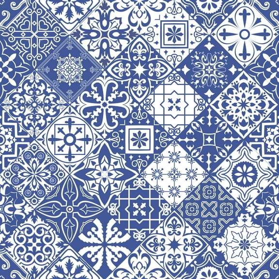 MuralsPrint Blue Moroccan Removable Wallpaper - 10'ft H x 24''inch W