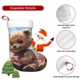 thumbnail image 5 of Daiia Romantic Floral Bear Print Christmas Stocking，18"Large Knitted Xmas Stocking for Kids, Family Stocking for Fireplace Christmas Holiday Party Decoration, 5 of 7