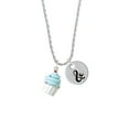 thumbnail image 2 of Delight Jewelry Resin White Cupcake with Blue Frosting Silvertone Script Initial Disc - & - Charm Necklace, 20"+3", 2 of 4