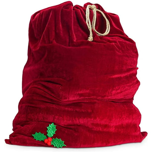 Grand Sac Cadeau en tissu Rouge - Père Noël - 30 x 45 cm