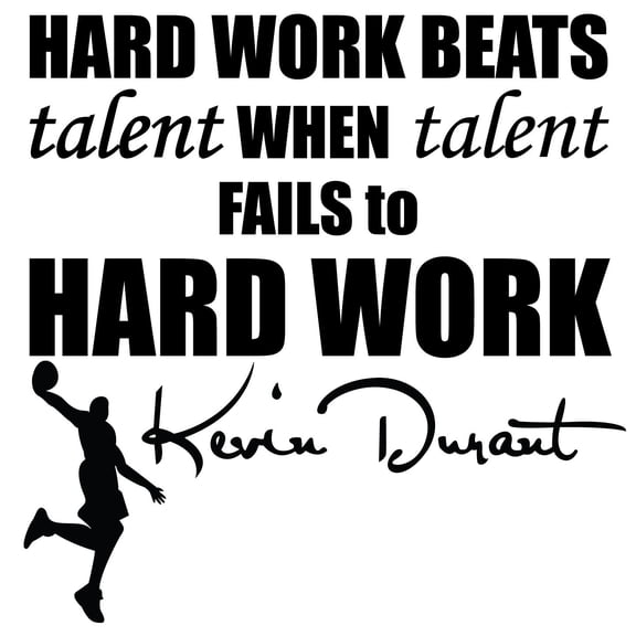 Kevin Durant Basketball Inspirational Quotes Wall Decal - Hard Work Beats Talent When Talent Fails To Hard Work | 20" x 20" Stick And Peel Home Vinyl Adhesive Quotes Decoration Removable Stickers