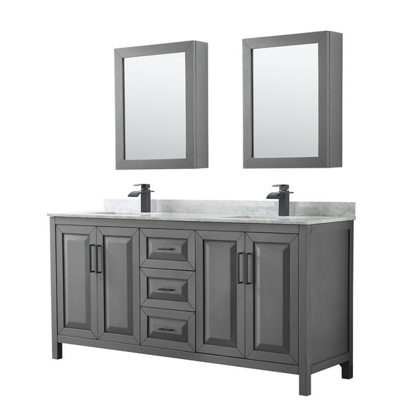 Wyndham Collection Wcv252572dunsmed Daria 72" Free Standing Double Vanity Set - Dark Gray