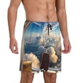 thumbnail image 2 of Pofeuu Sunset Airplane Travel View Print Men's Soft Woven Elastic Waistband Sleep Pajama Short-Medium, 2 of 6