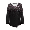 thumbnail image 4 of Jewelreauty Women Long Sleeve V Neck Shirts Printed Pullover Casual Button Cozy Tops Lightweight Outdoor Blouses (M, Black-B), 4 of 5