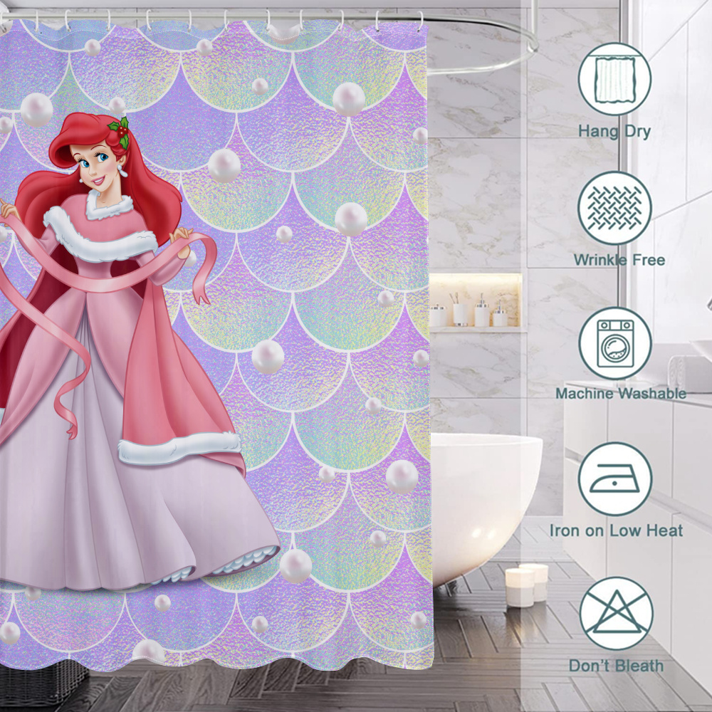 The Little Mermaid Shower Curtain,L180*180cm,Bathroom Decor