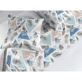 thumbnail image 2 of Abstract Bed Runner Set, Triangles with Oceanic Style and Feathers Hippie Boho Modern Look, Decorative Bedding Scarf & 2 Pillow Shams for Hotels Homes, Queen, Sea Blue and Warm Taupe, by Ambesonne, 2 of 3