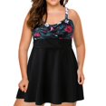thumbnail image 3 of Plus Size Two Piece Swimsuits for Women Tankini Bathing Suits V Neck Ruched Swim Dress with Shorts, 3 of 9