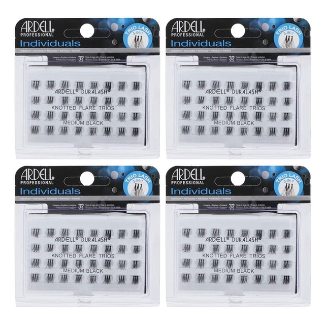 Pestañas postizas Ardell Individual Lashes Trios, tamaño mediano, negro, paquete de 4