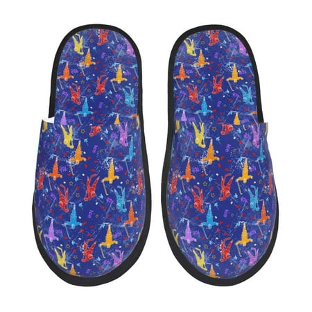 Balery Ice Hockey Players With Puck Slient Indoor Furry Fleece Comfort House Shoes Soft Non-Slip Home Shoes Cotton slippers House Slippers-- Medium