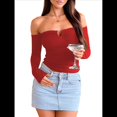 thumbnail image 2 of Tops de Larga con Hombros Descubiertos para Mujer, Ideales para Salir, Clubs de Moda de Otoño Y2K, Conciertos de Vino Tinto L, 2 of 9