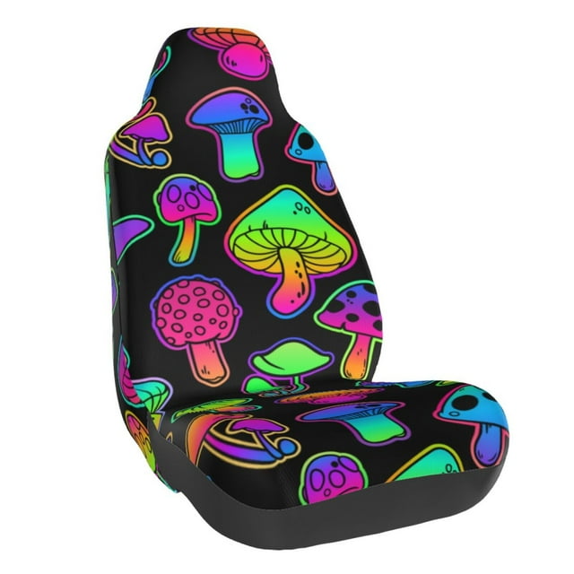 Wukai Bright Mushrooms Full Set Car Seat Covers with Soft Padding Universal Auto Front Seats Protector and Cushion Mat
